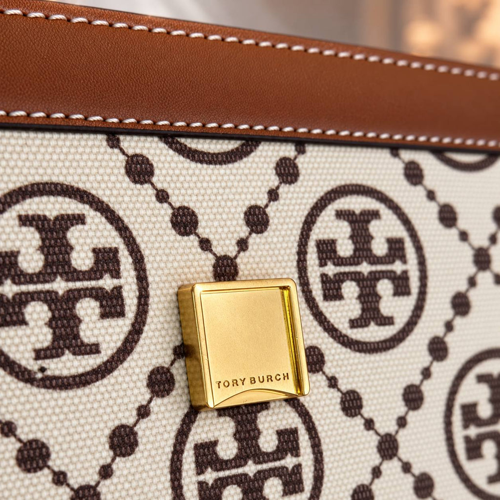Tory Burch T Monogram Flap Bag with Eyelet Webbing Strap