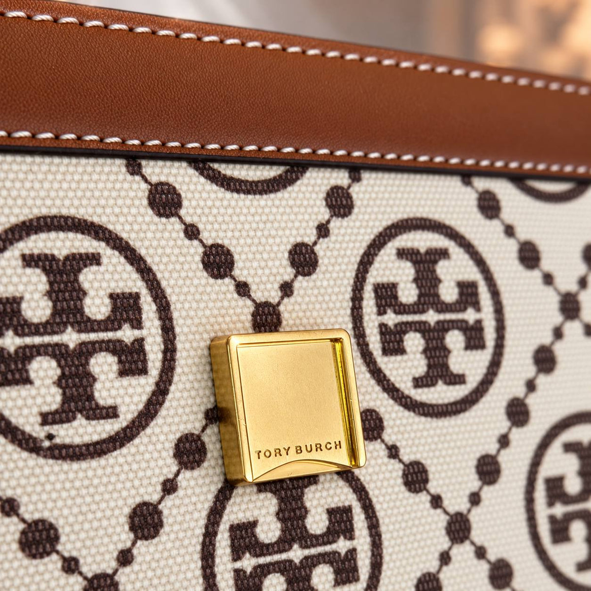 Tory Burch T Monogram Flap Bag with Eyelet Webbing Strap
