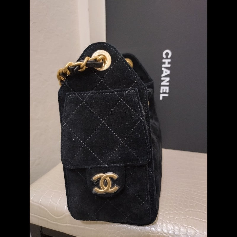 Chanel 25 Small Handbag Suede Calfskin & Gold-Tone Metal
