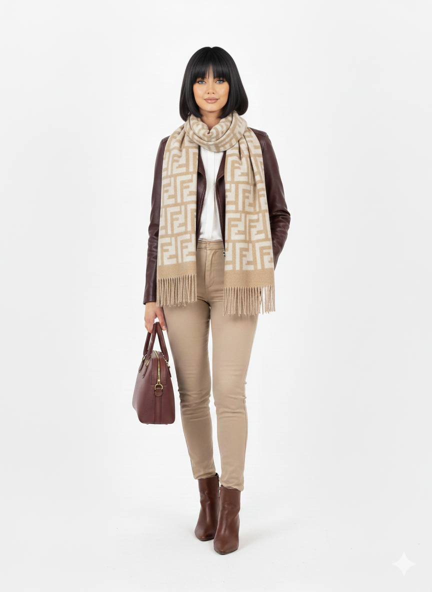 Fendi FF Logo Double-Face Wool Scarf