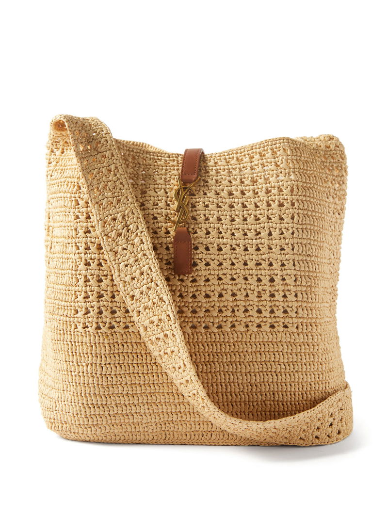 Saint Laurent LE 5 À 7 Hobo Bag in Crochet Raffia