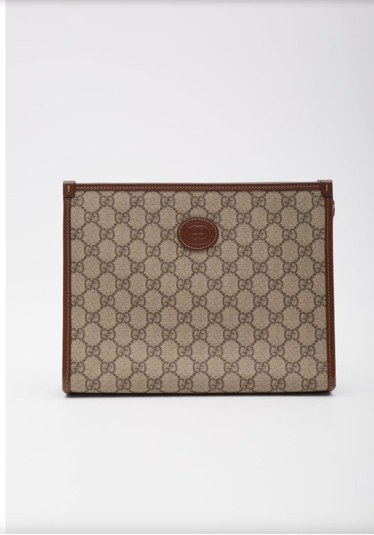 GUCCI BROWN GG INTERLOCKING POUCH