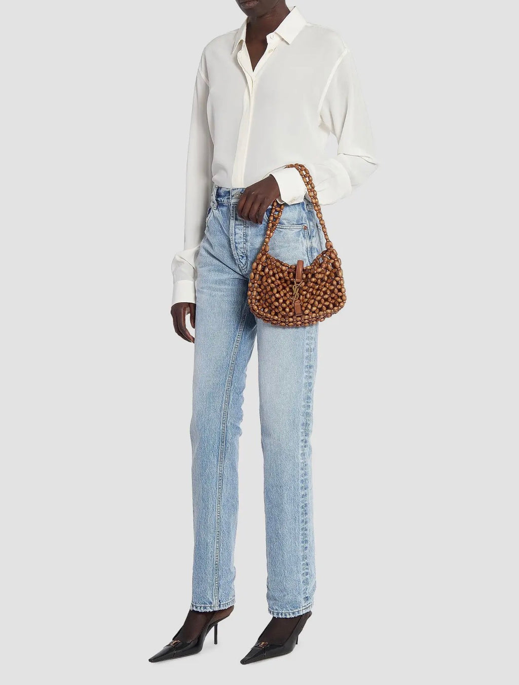 Saint Laurent Le 5 à 7 Beaded Shoulder Bag