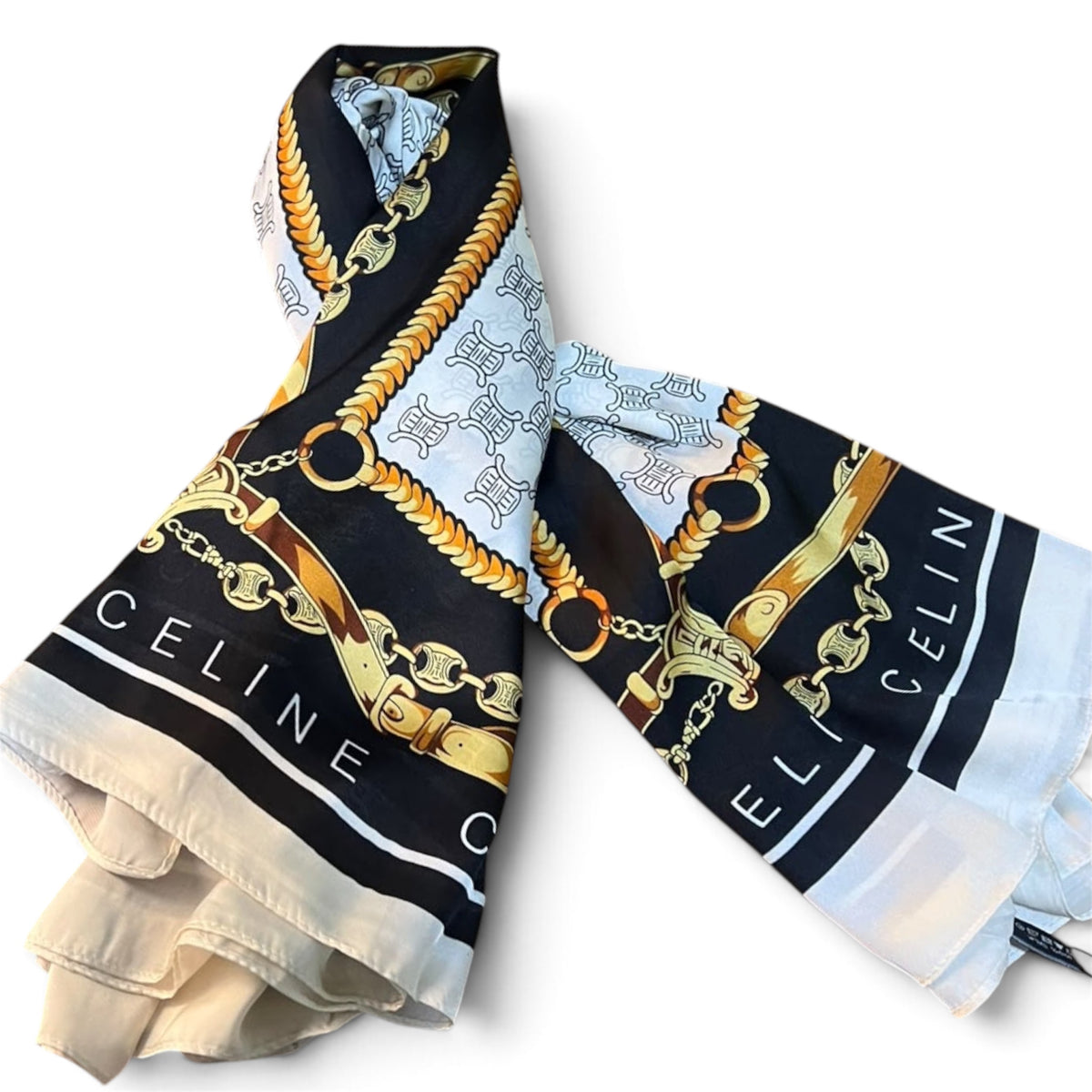 Celine Chain Print Silk Scarf