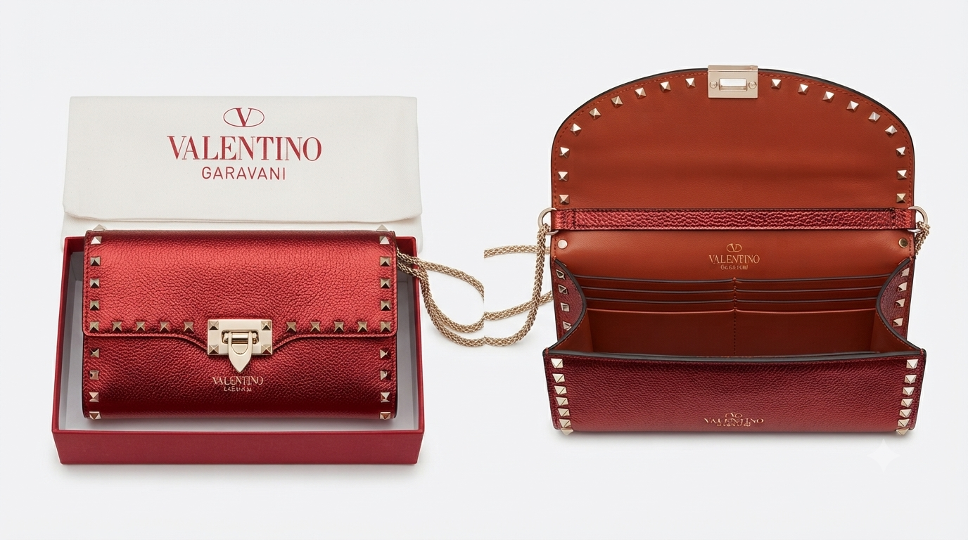 Valentino Garavani Rockstud Metallic Chain Clutch