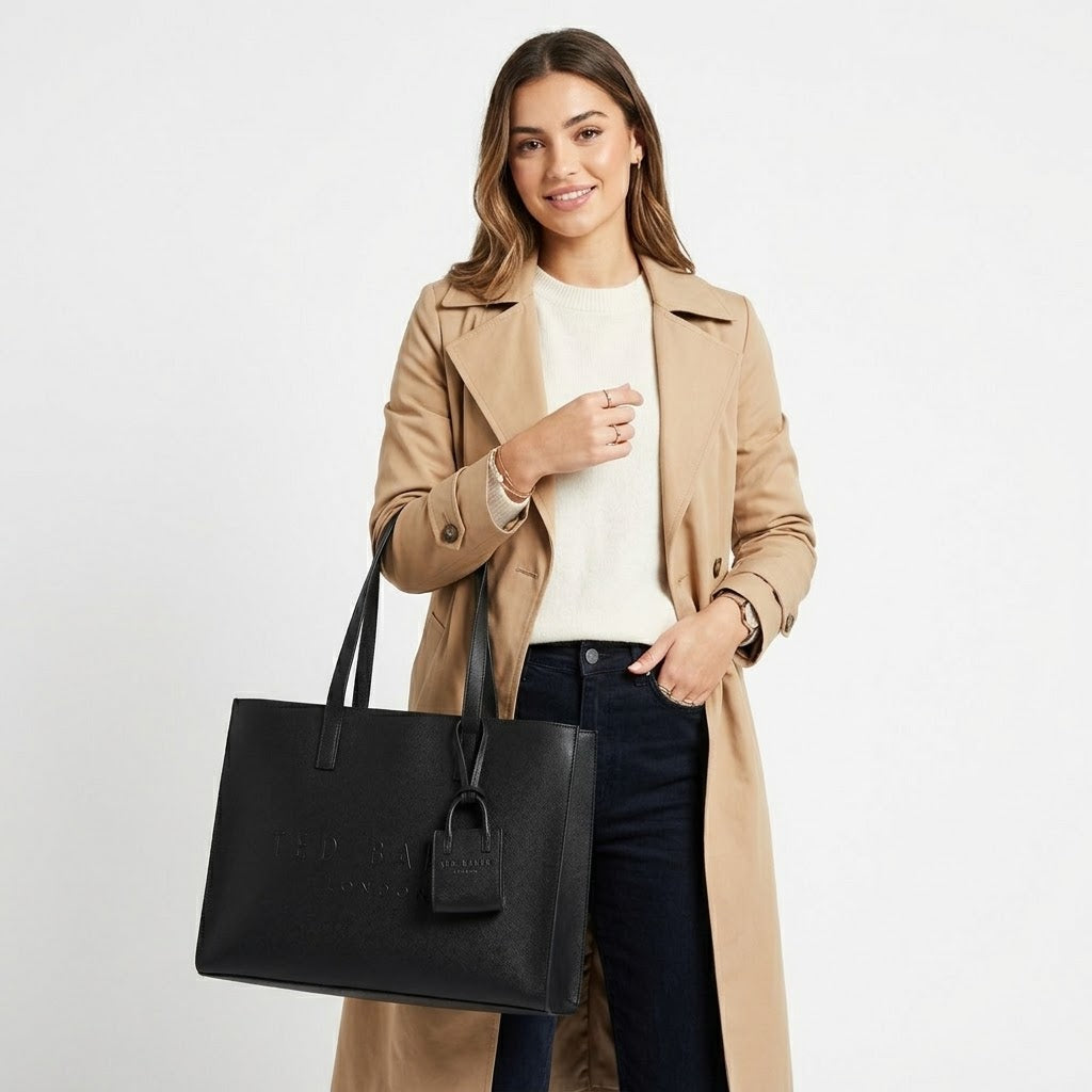 Ted Baker Saffiano Tote Bag with Mini Bag Charm