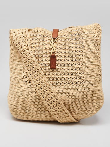 Saint Laurent LE 5 À 7 Hobo Bag in Crochet Raffia