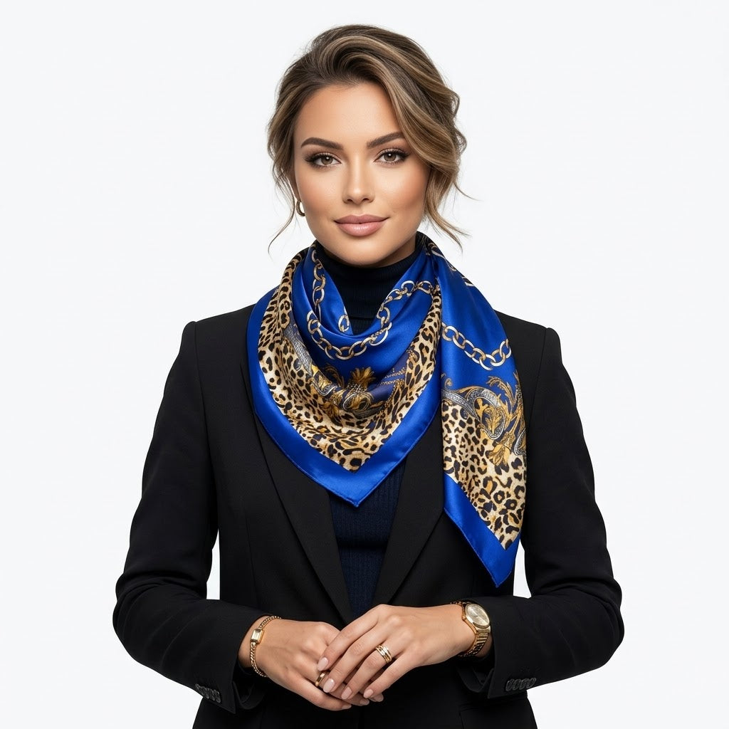 Dolce & Gabbana Leopard & Baroque Print Silk Square Scarf