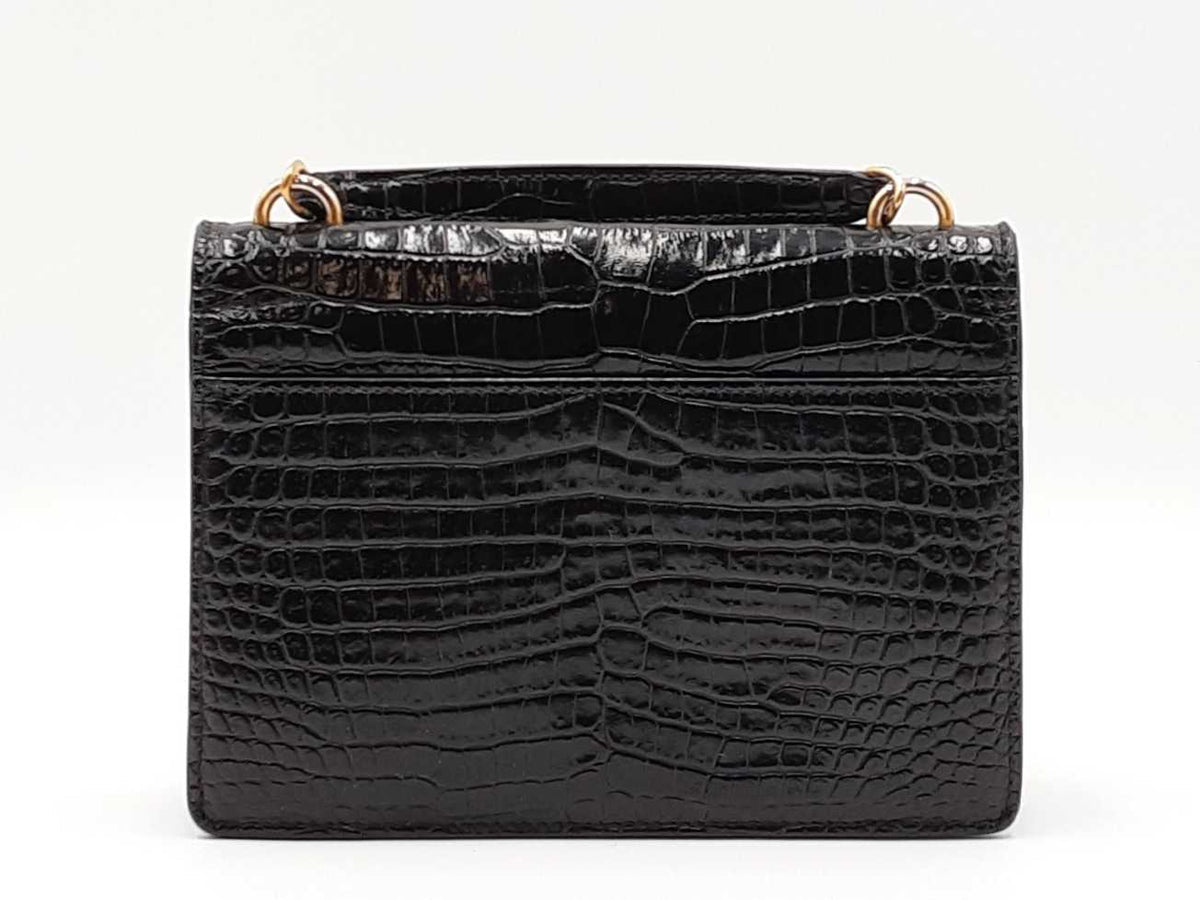 Saint Laurent Cassandra Croc-Embossed Top Handle Bag