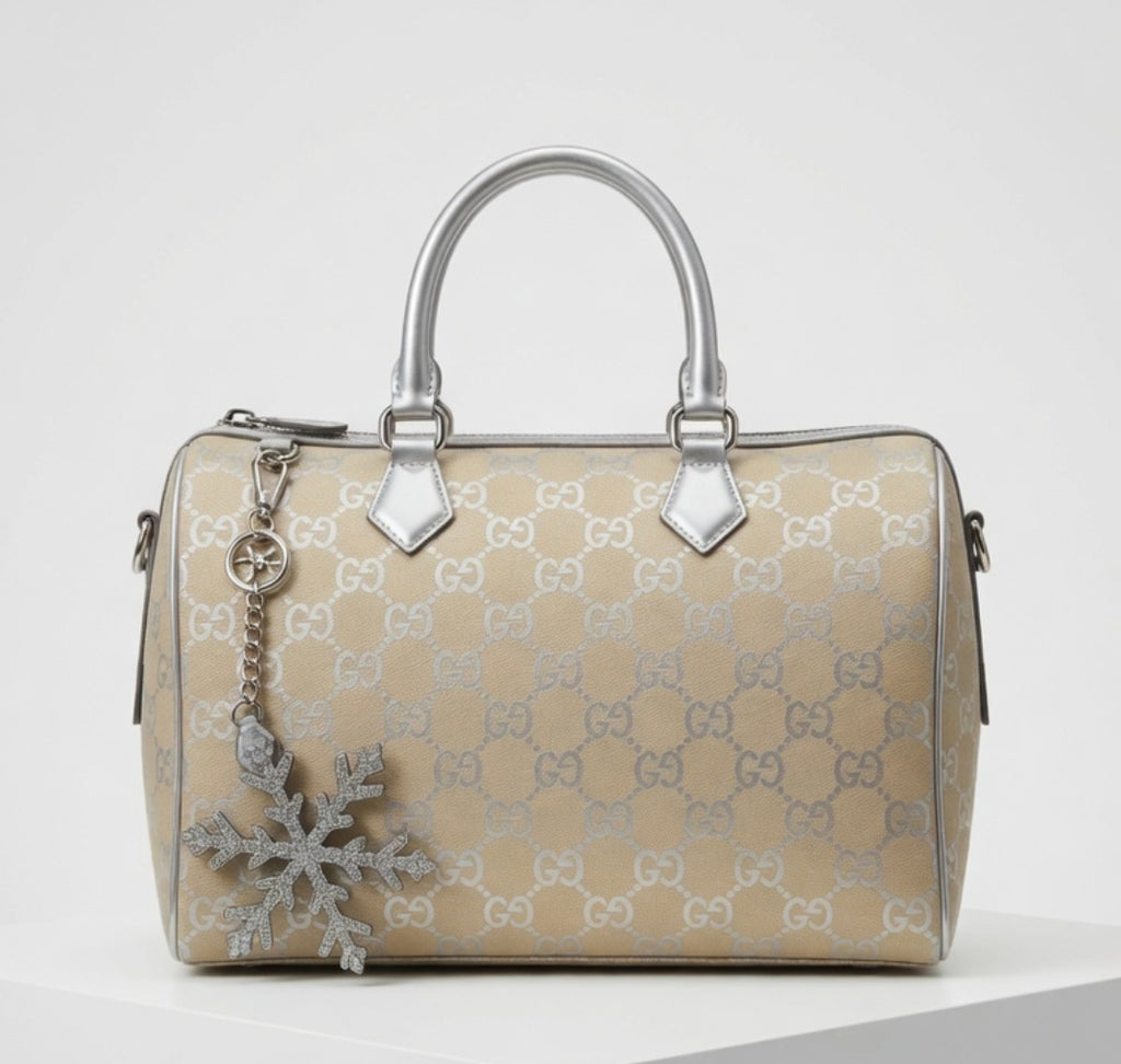 Gucci GG Monogram Boston Bag with Snowflake Charm