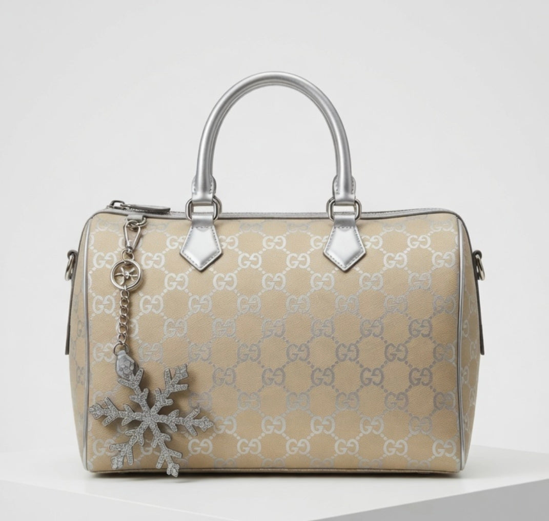 Gucci GG Monogram Boston Bag with Snowflake Charm