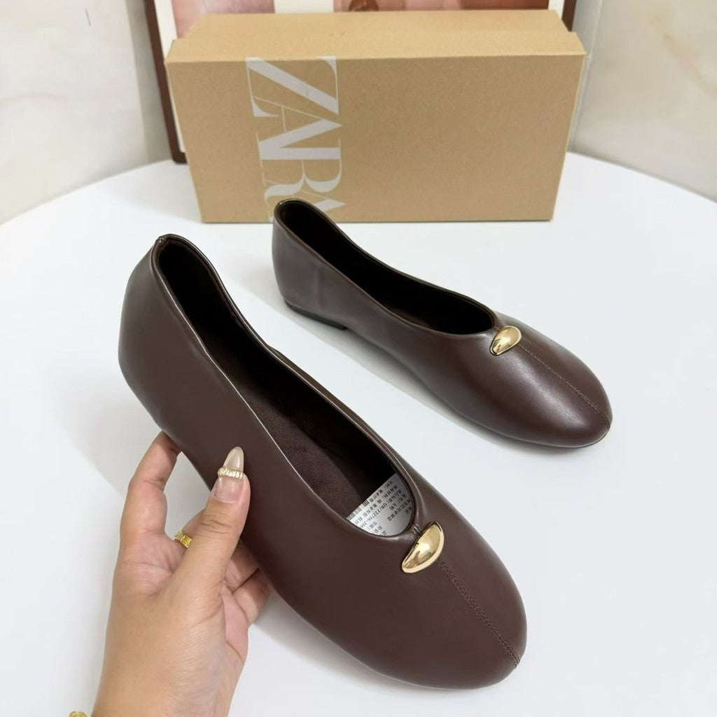 Zara Leather Ballet Flats