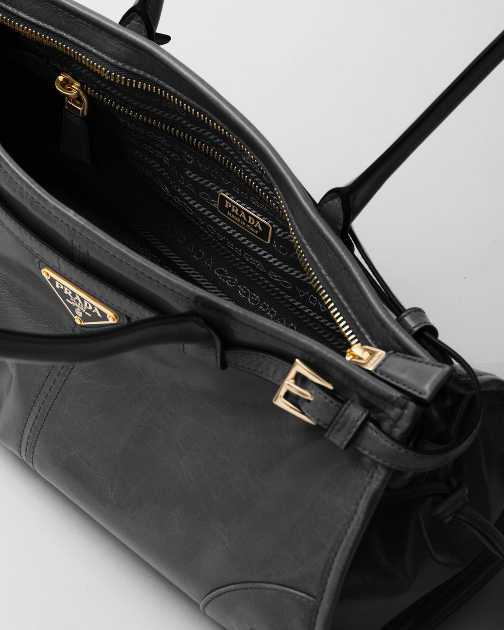 Prada Buckle Leather Shoulder Bag