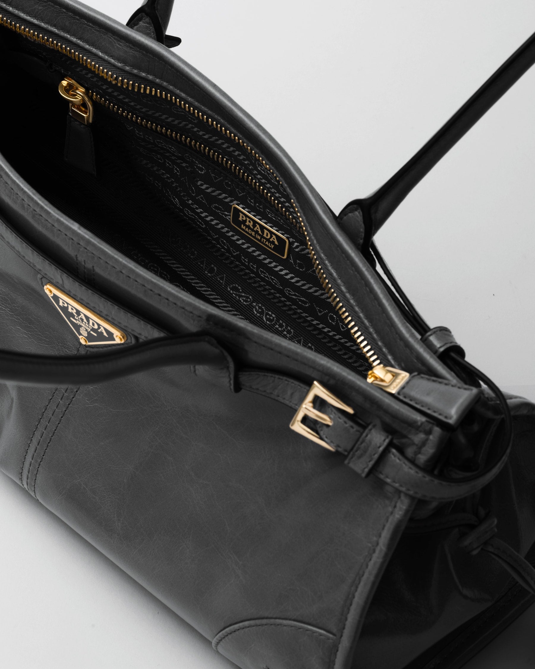 Prada Buckle Leather Shoulder Bag