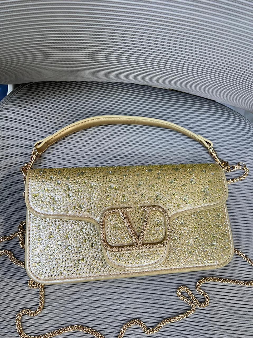 VALENTINO Garavani VLOGO Crystal-Embellished Shoulder Bag
