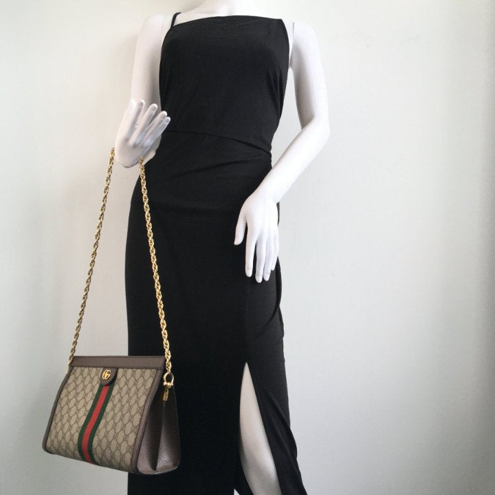 Gucci GG Canvas Clutch with Chain