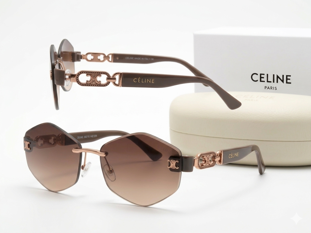 Celine Triomphe Rimless Geometric Sunglasses