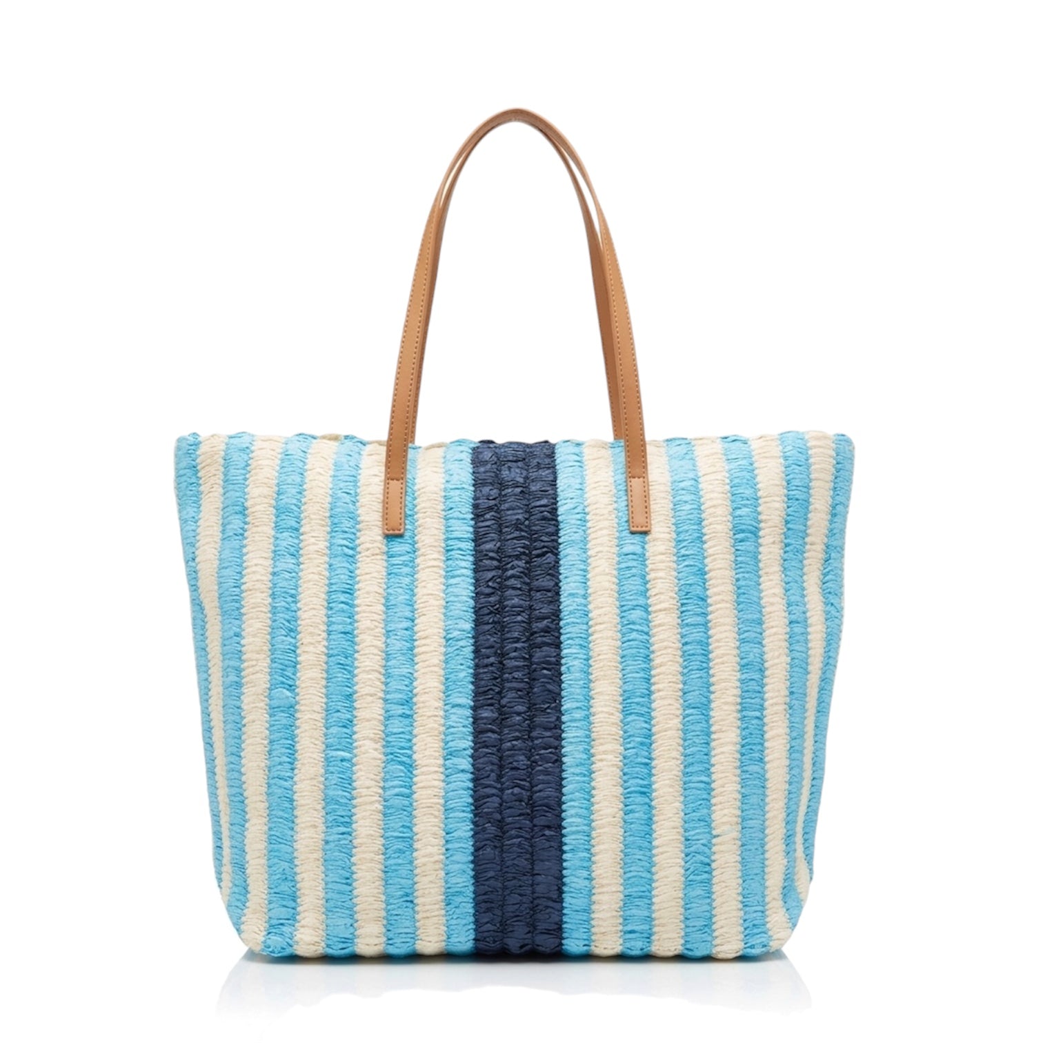 Woven Striped Raffia Tote Bag