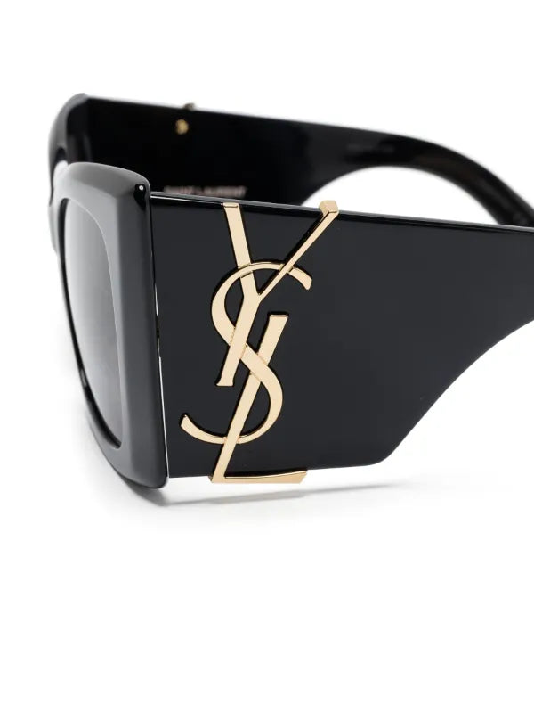 Saint Laurent Oversized YSL Logo Sunglasses – Black & Gold