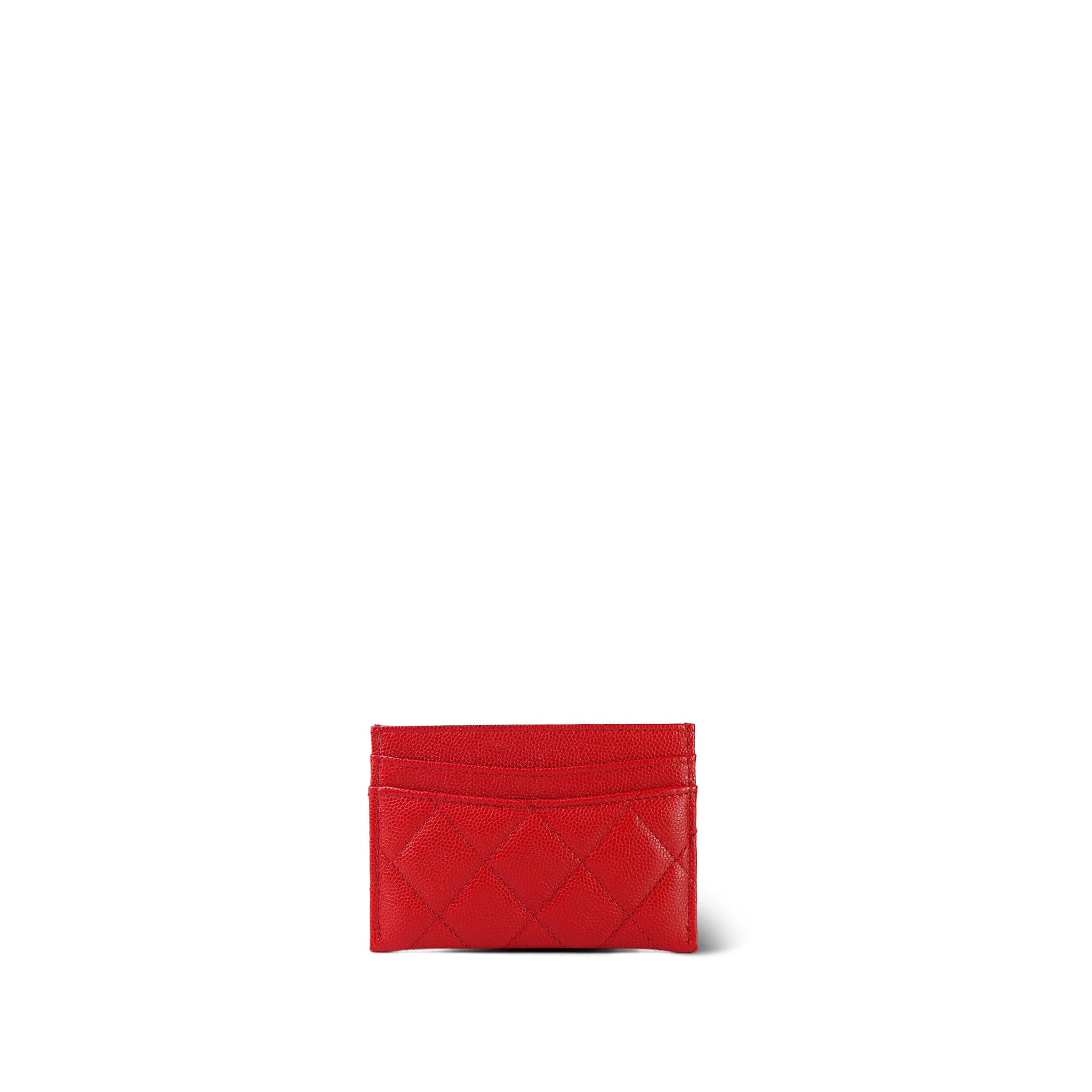 CHANEL Red Caviar Quilted Classic Card Holder