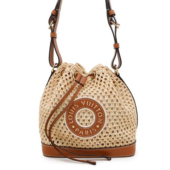 Louis Vuitton Raffia Bucket Bag with Leather Trim
