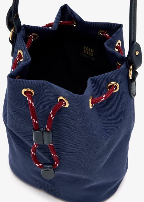 Miu Miu Logo Canvas Drawstring Bucket Bag