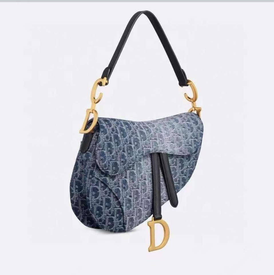 Dior Saddle Bag Blue Denim Oblique Jacquard