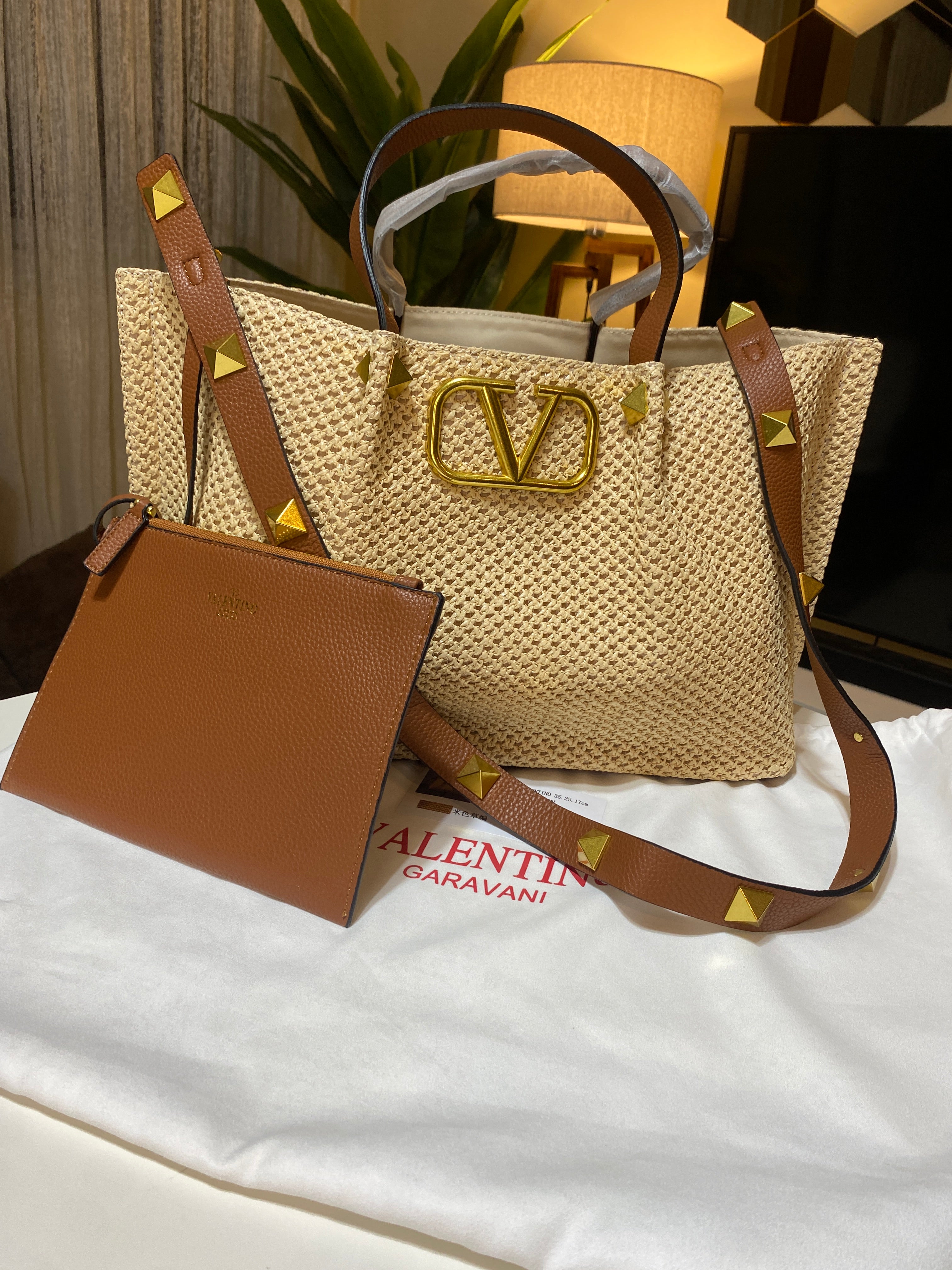 Medium Straw Tote Valentino Bag