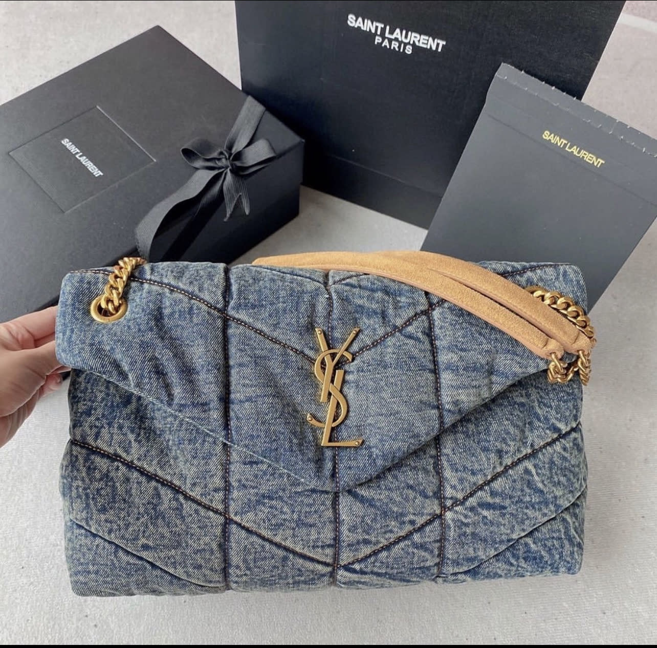Saint Laurent Puffer Toy Bag in Denim