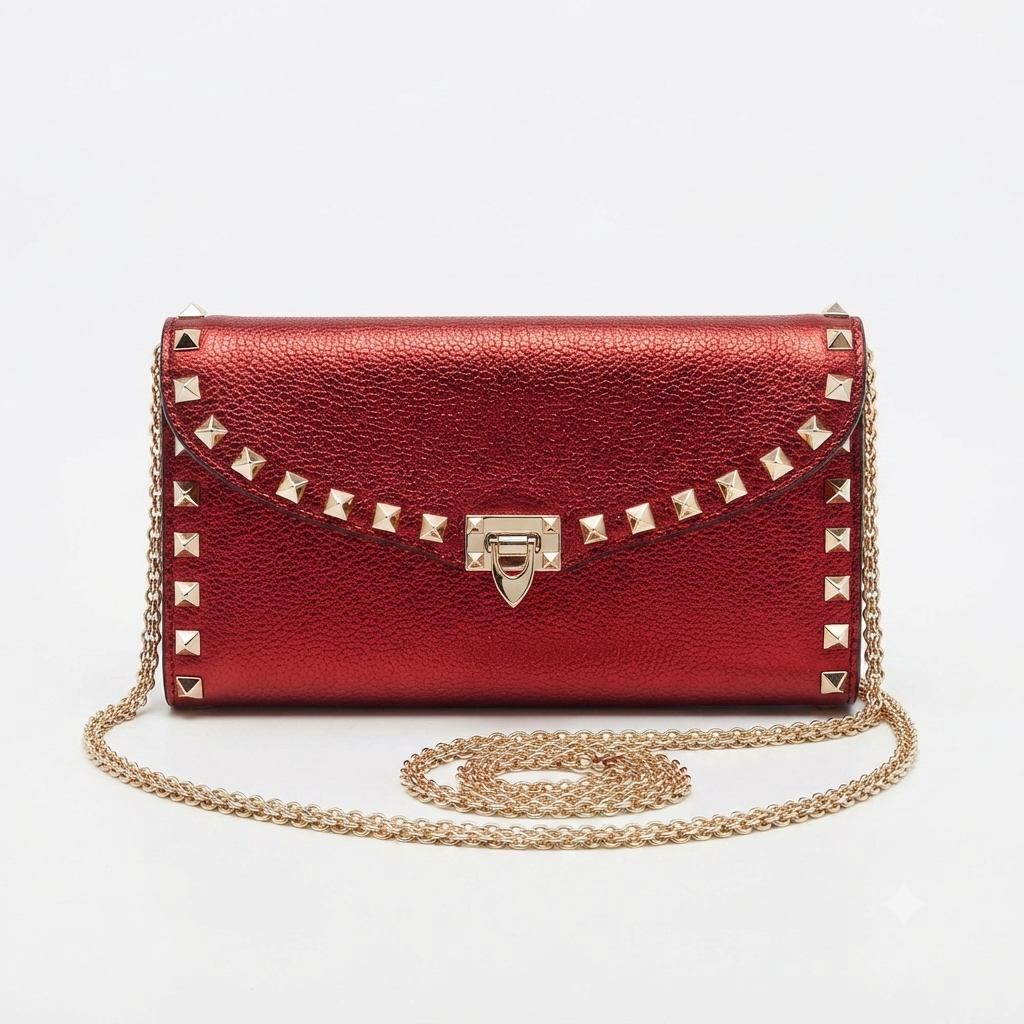 Valentino Garavani Rockstud Metallic Chain Clutch