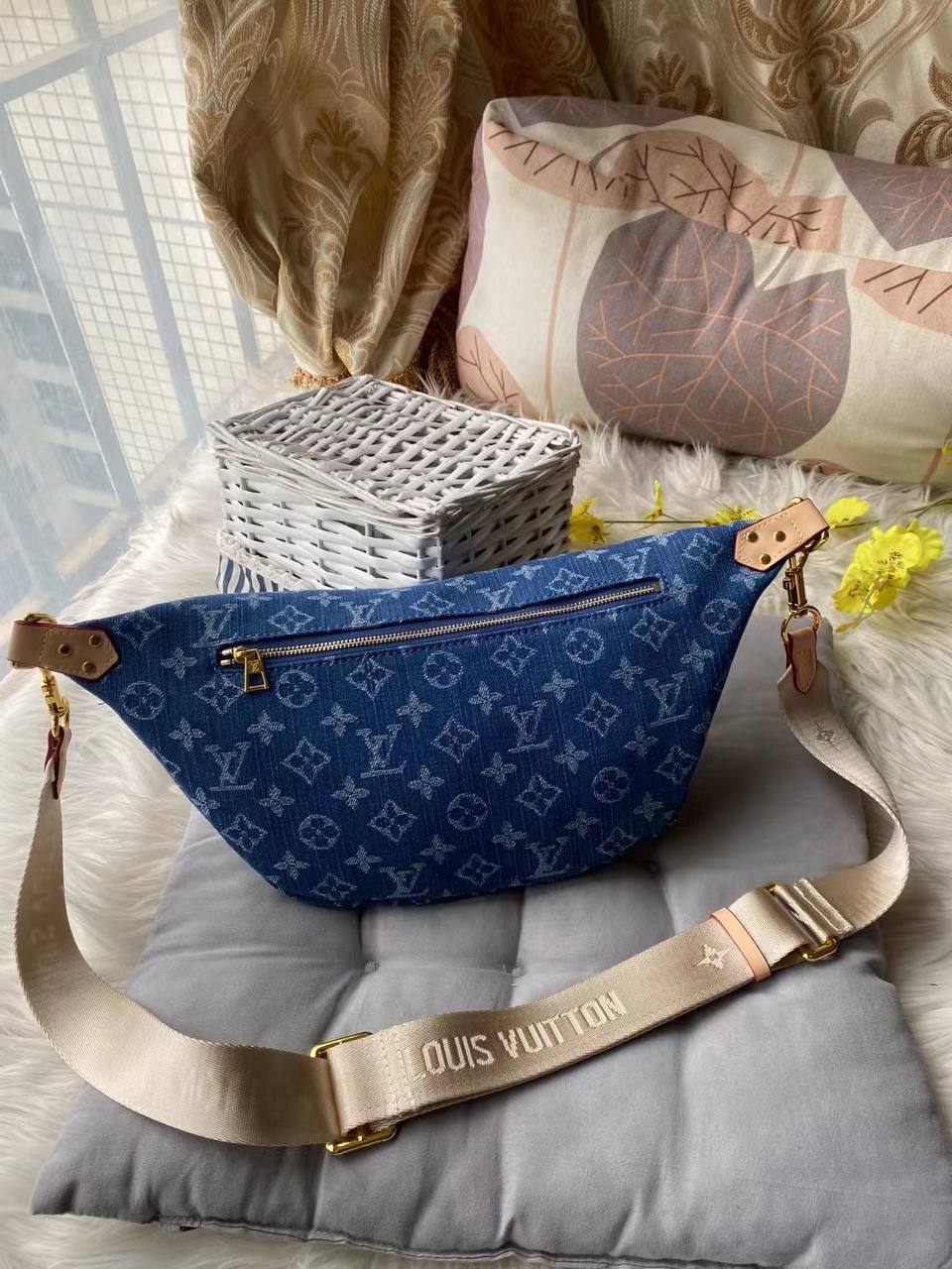 LOUIS VUITTON Monogram Denim High Rise Bumbag Blue