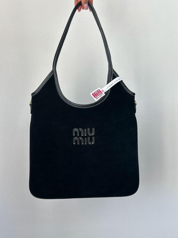 Miu Miu Suede Logo Tote Bag