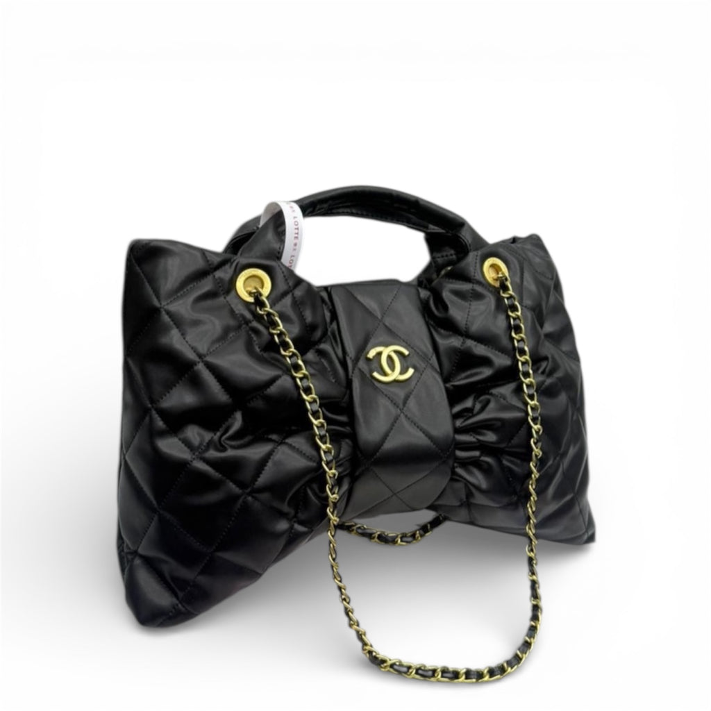 Chanel Quilted Bow Top Handle Bag with Chain Strap