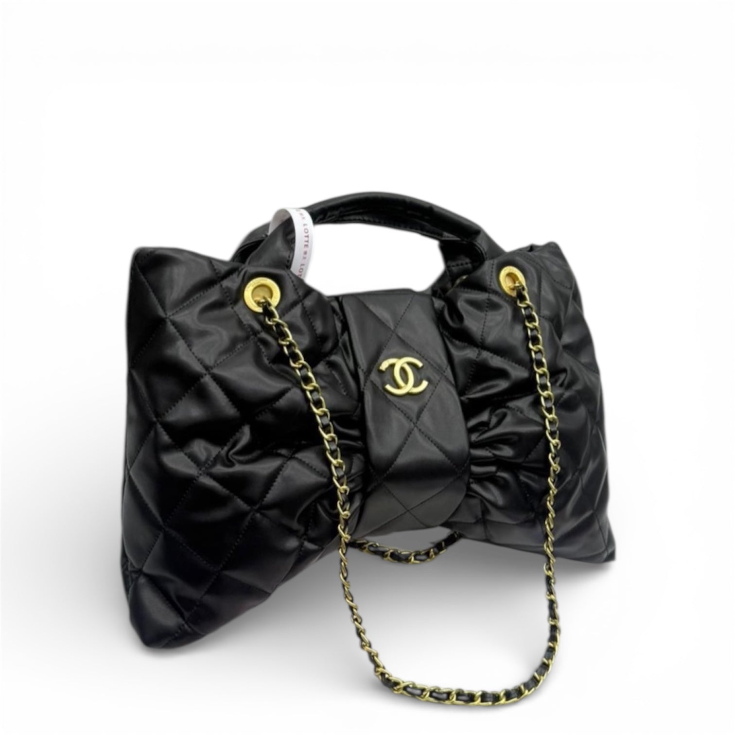 Chanel Quilted Bow Top Handle Bag with Chain Strap