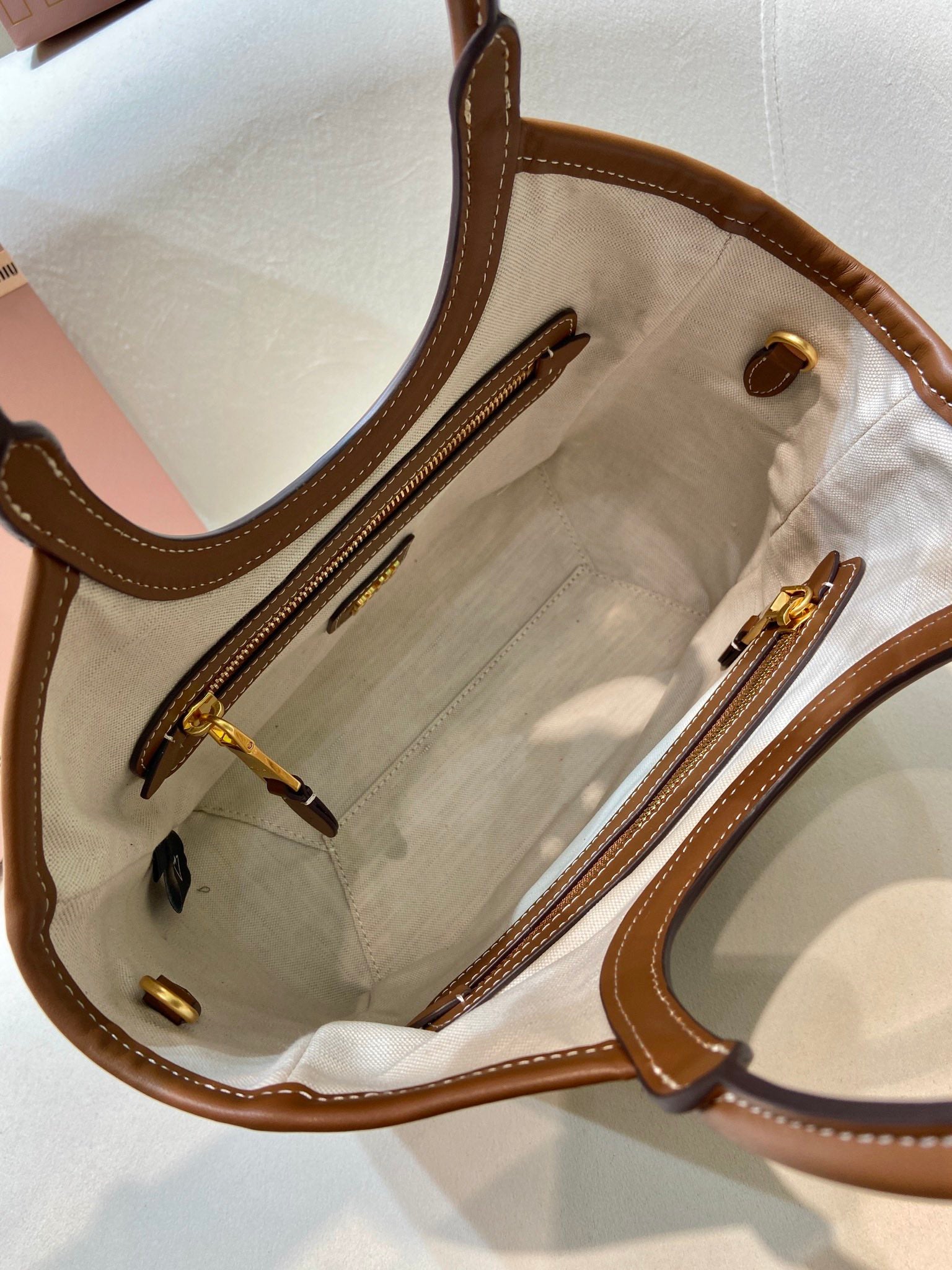 Miu Miu Canvas Leather Tote