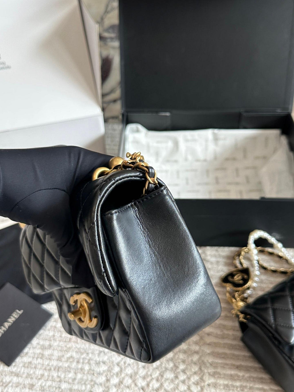 Mini Quilted Chain Shoulder Bag with Charm Details