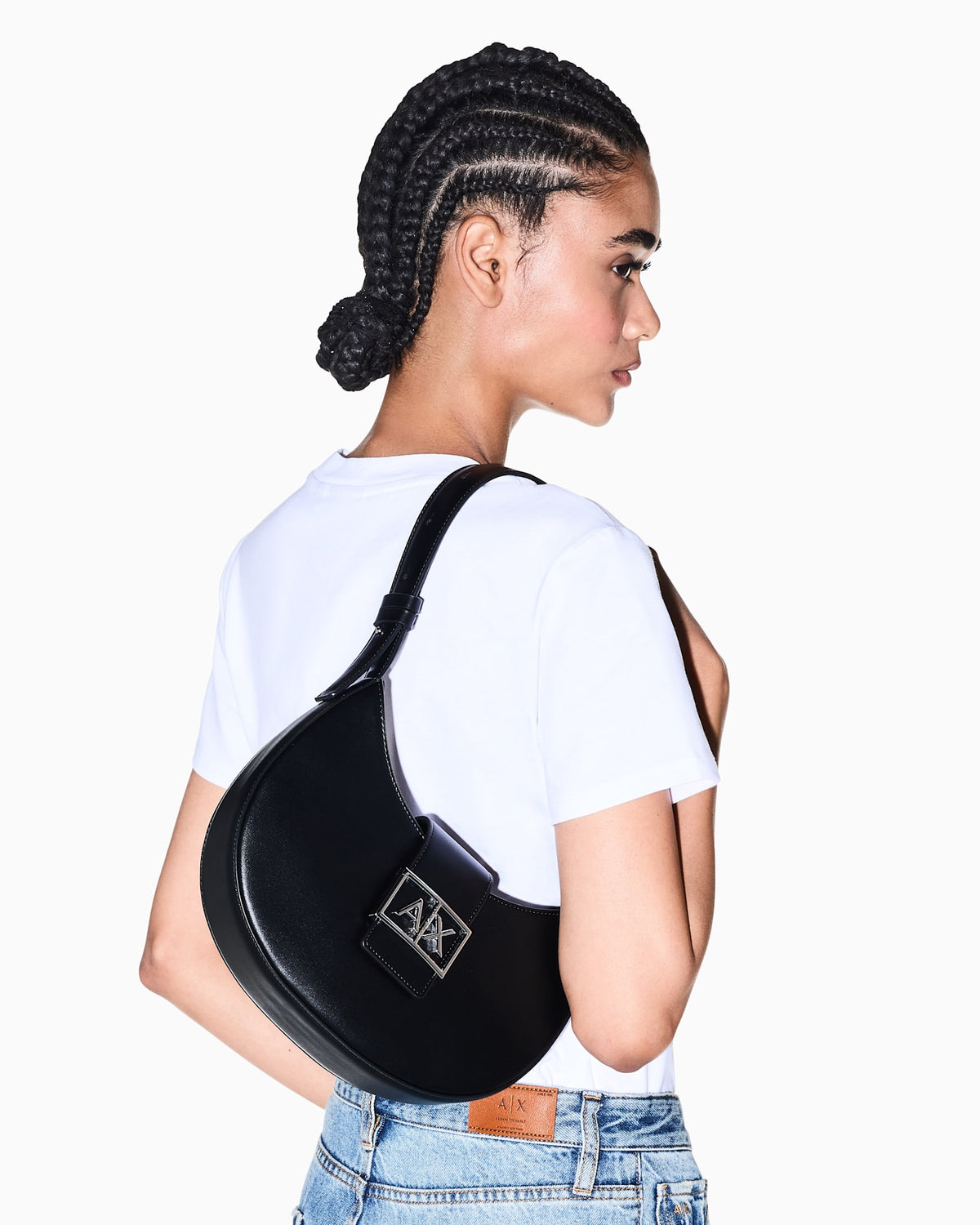 Armani Exchange Logo Buckle Shoulder Bag