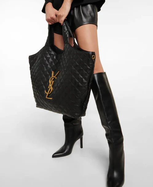 Saint Laurent Quilted Leather YSL Tote Bag