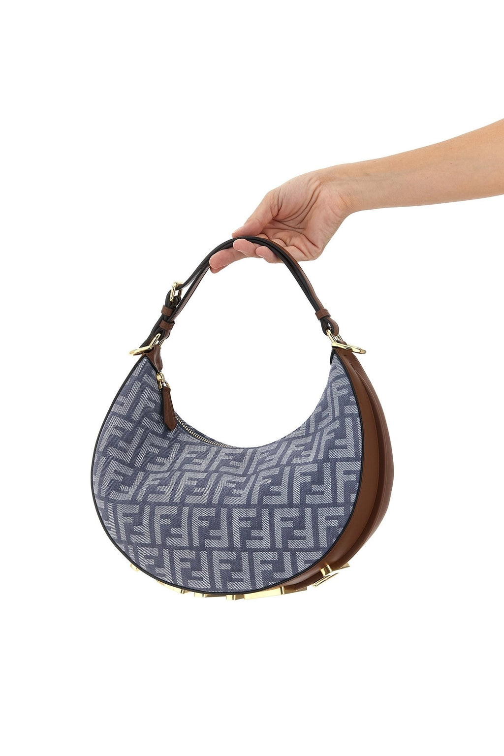 Fendi Monogram Crescent Shoulder Bag with Adjustable Strap