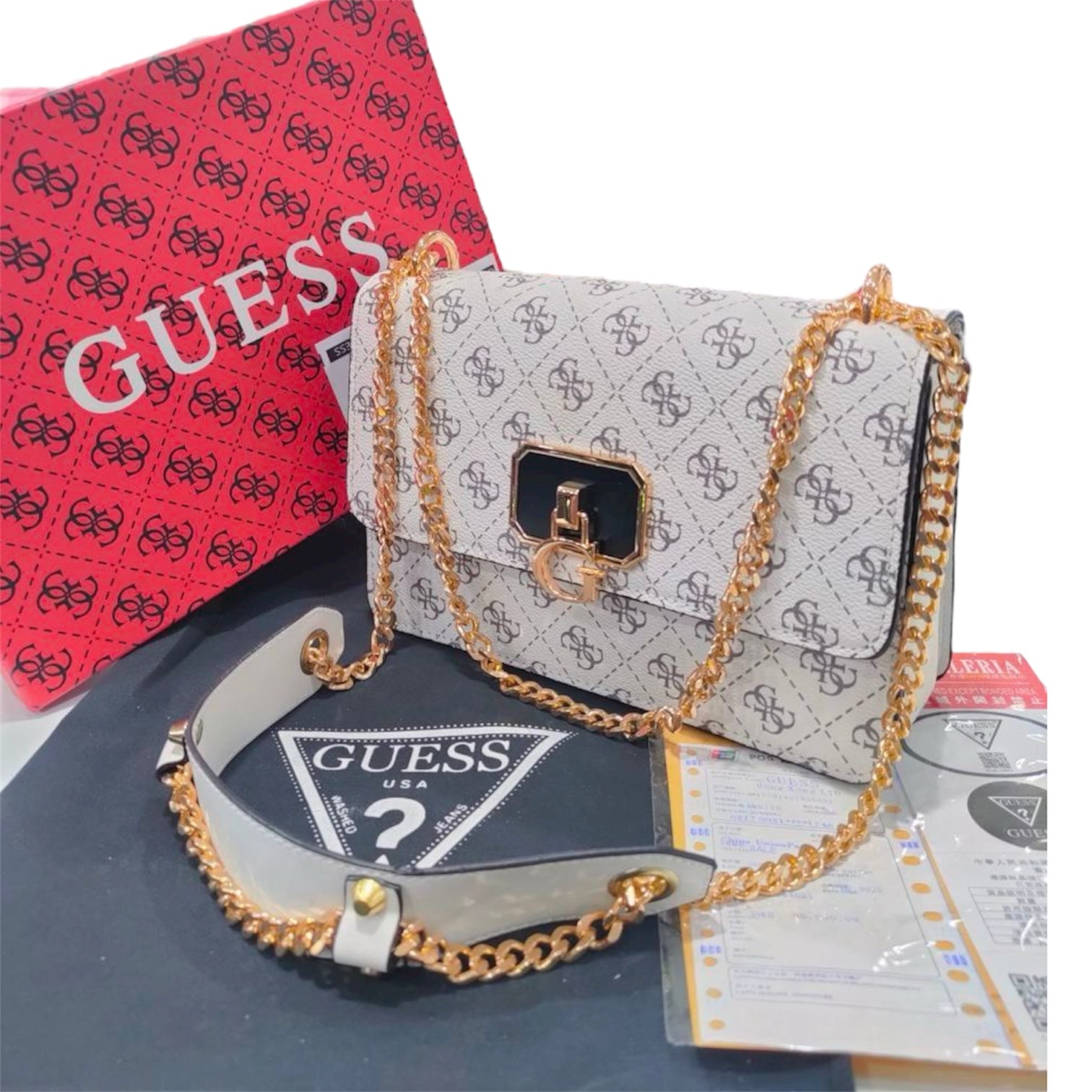 Guess Logo Chain Shoulder Bag