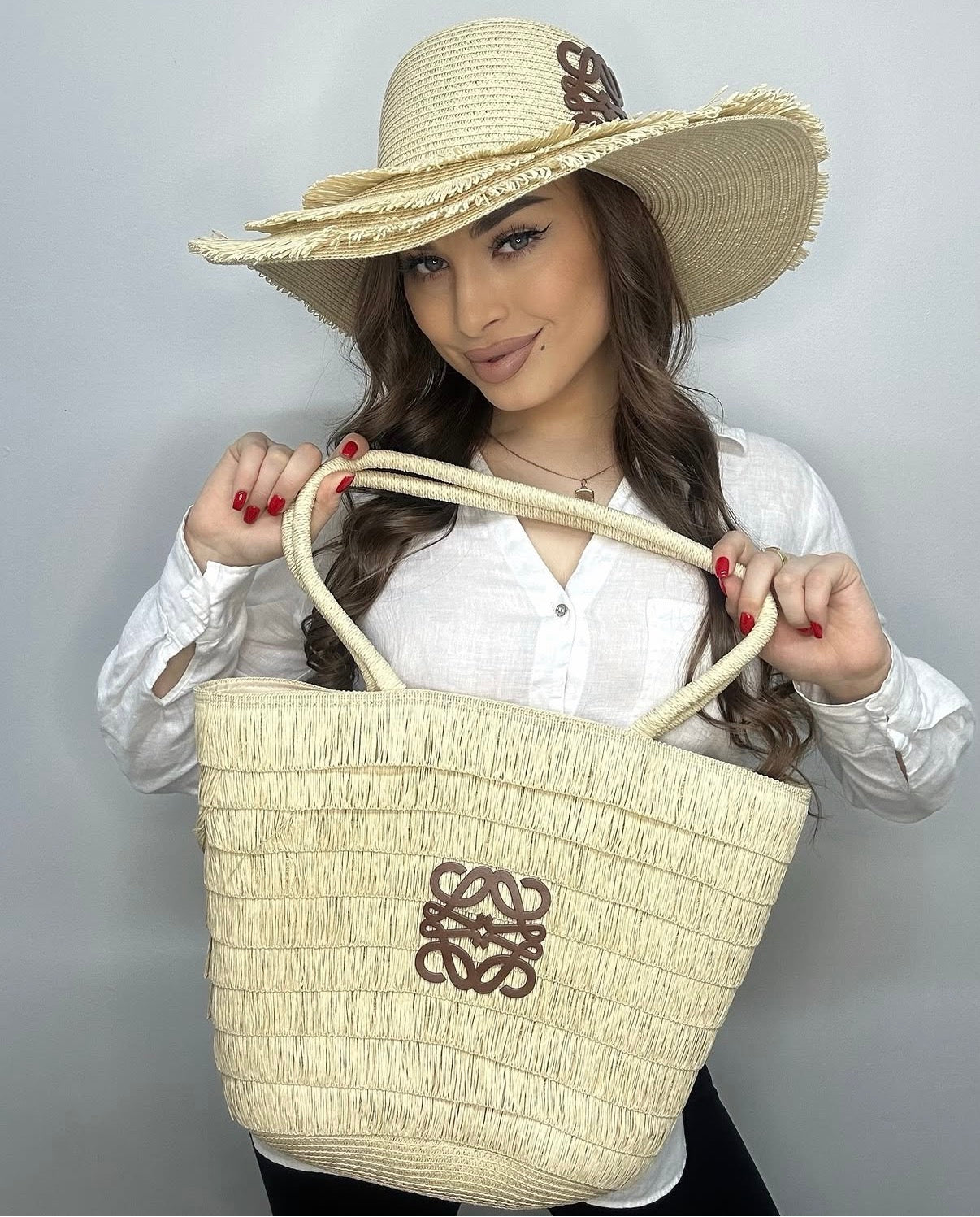 Loewe Raffia Beach Tote & Hat Set