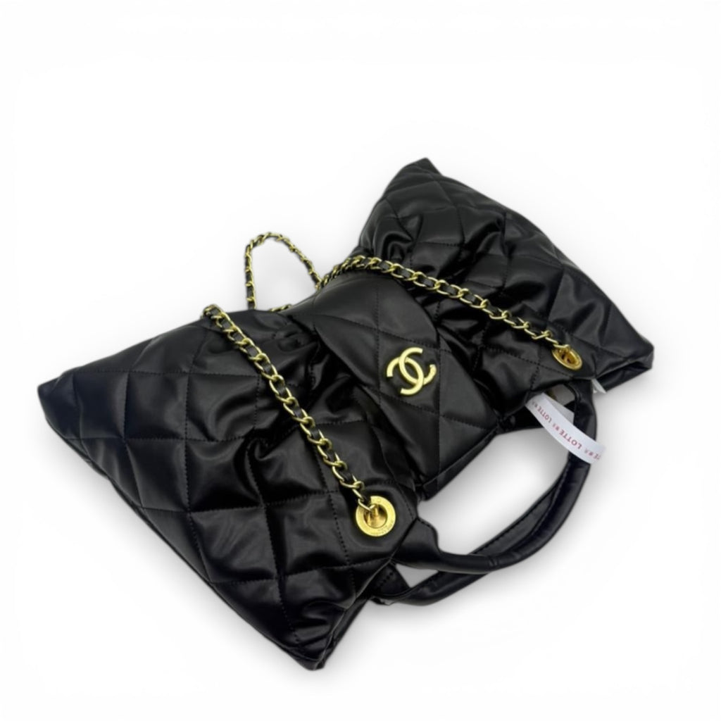 Chanel Quilted Bow Top Handle Bag with Chain Strap