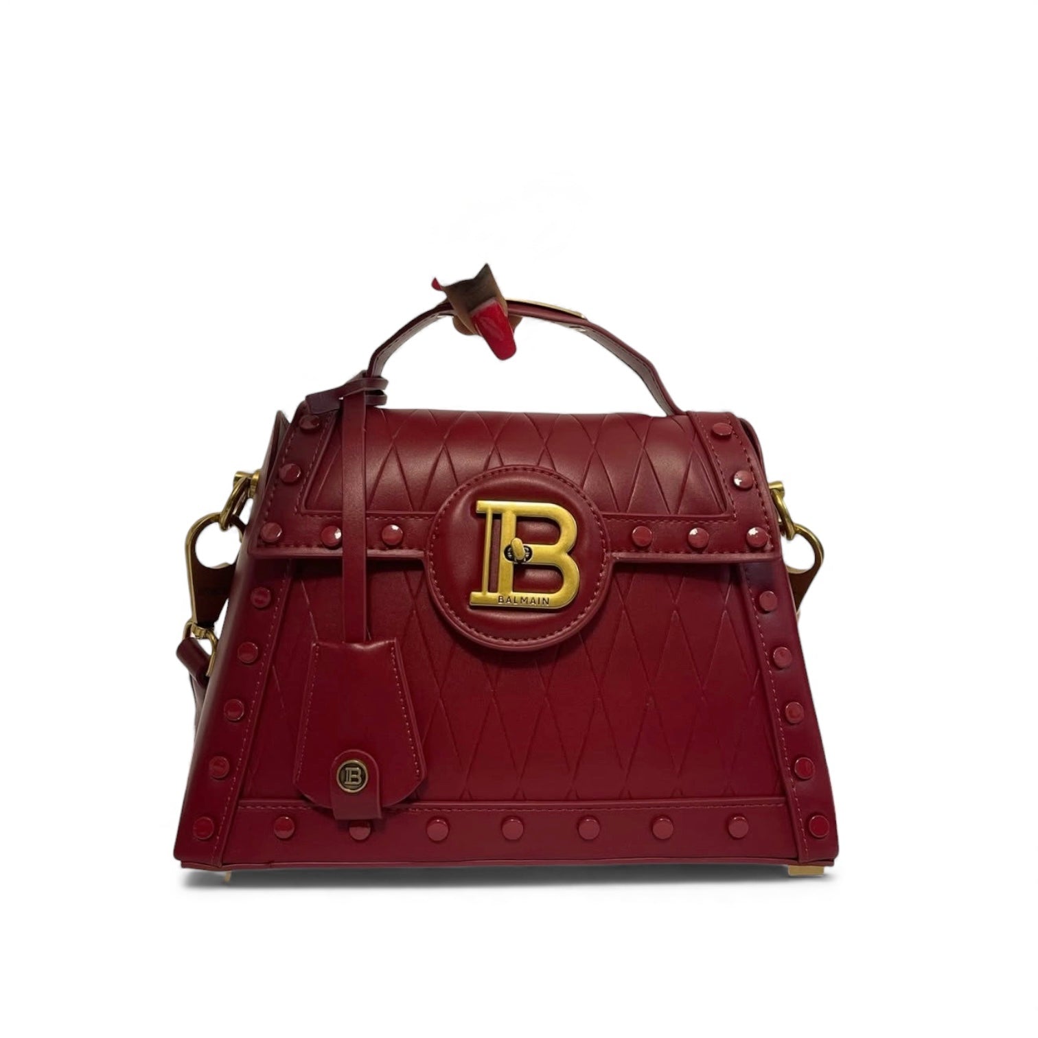 Balmain B-Emblem Quilted Top Handle Bag