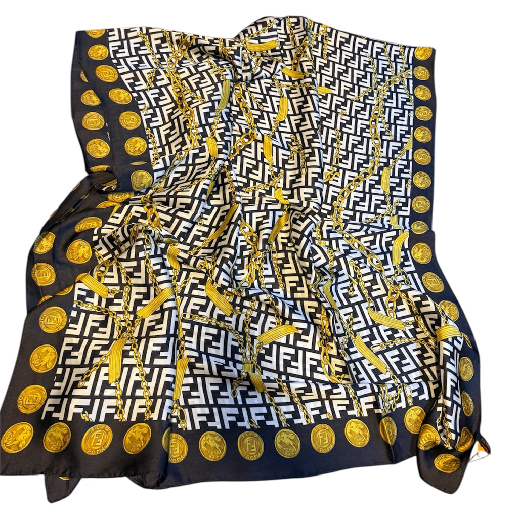 Fendi Logo Printed Silk Scarf