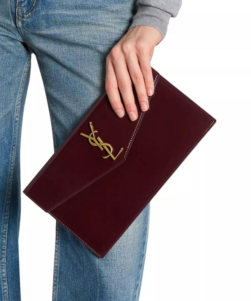 SAINT LAURENT Uptown patent-leather pouch