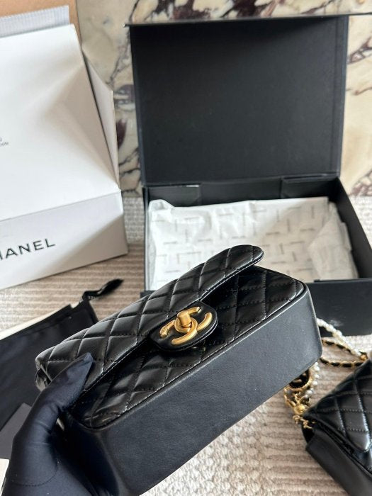 Mini Quilted Chain Shoulder Bag with Charm Details