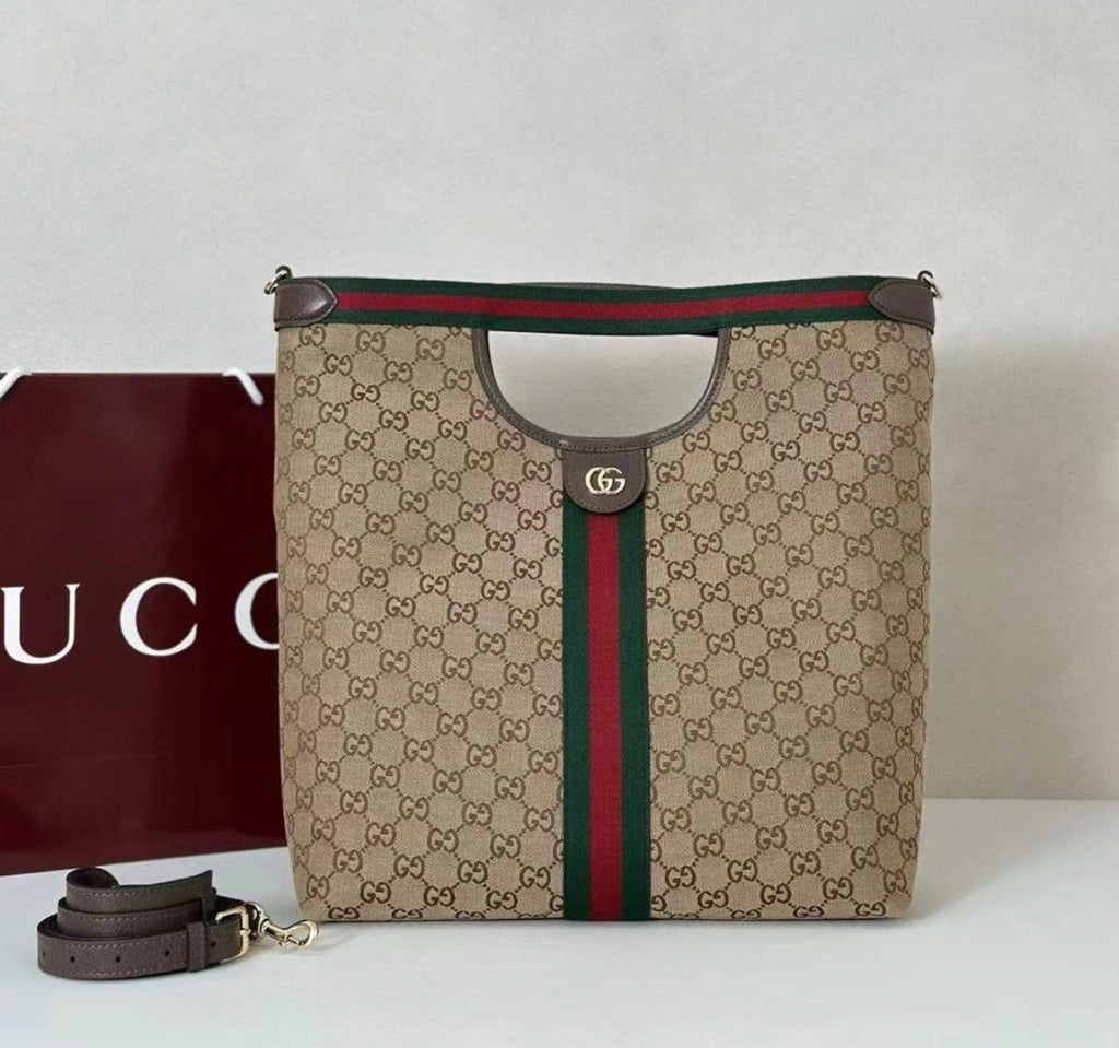 Gucci Ophidia GG Supreme Tote Bag with Pouch