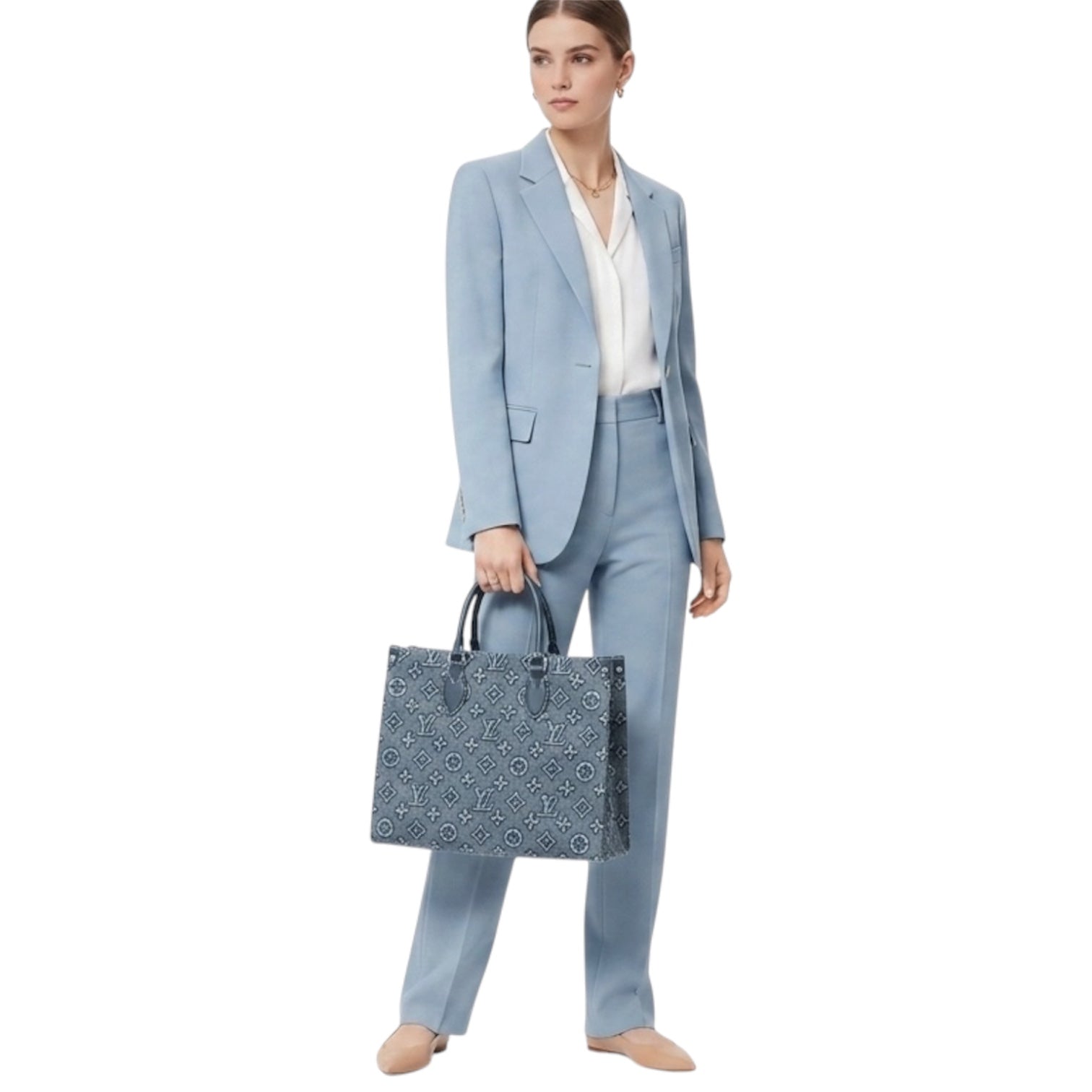 Louis Vuitton OnTheGo MM Monogram Denim Tote Bag