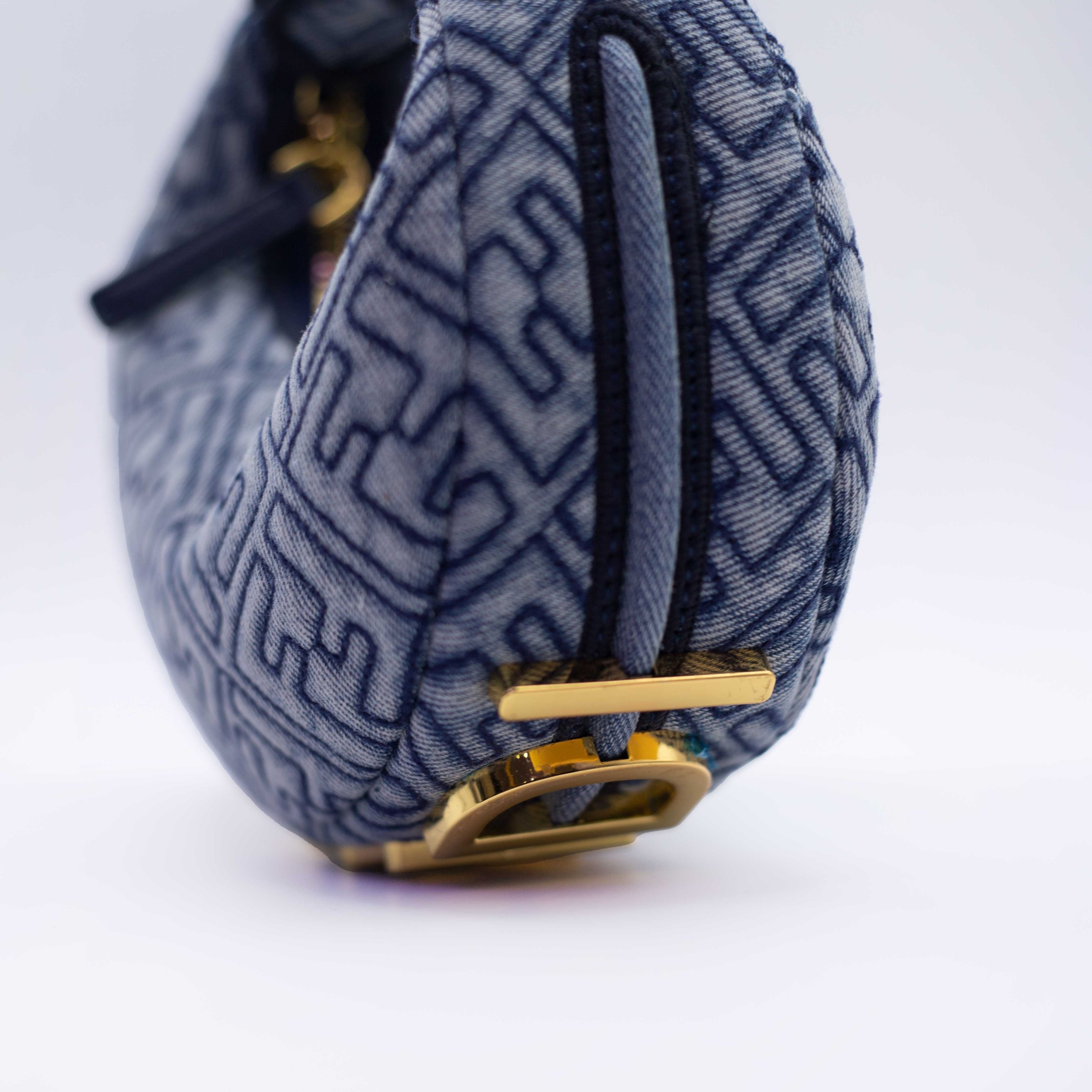 Fendi FF Logo Jacquard Mini Hobo Bag