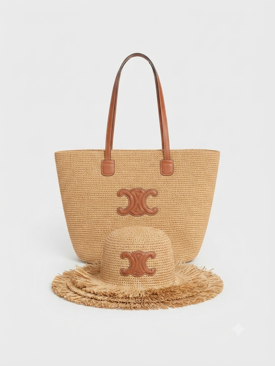 Celine Straw Tote & Hat Summer Set
